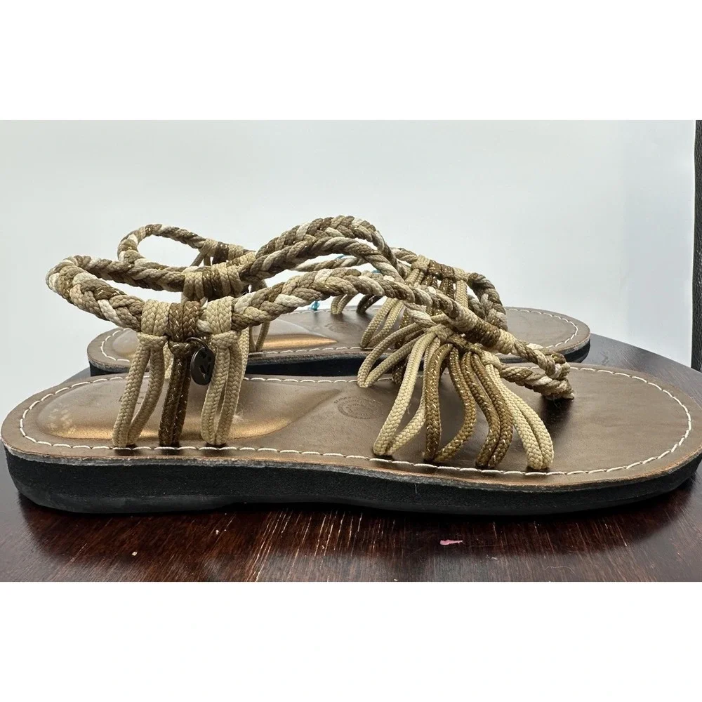 VINES ISLANDWEAR Sandals Women's Sunkiss Size 8 Brown Braided New With Tags